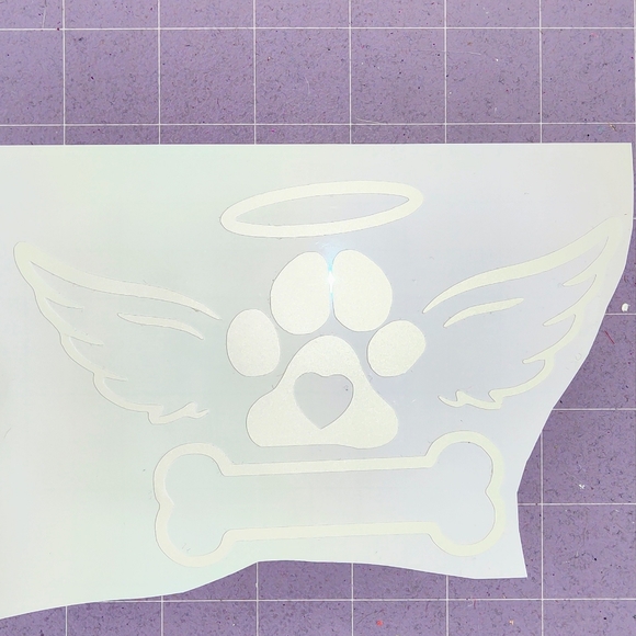 Personalized Loss Of Dog Paw Print With Heart Angel Wings & Halo - Picture 2 of 3